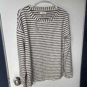 Madewell Black and White Striped 3/4 Sleeve Top